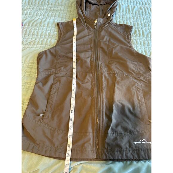 Eddie Bauer Hooded Vest Women's Medium Brown Hiking Camping Gorpcore - Picture 6 of 8